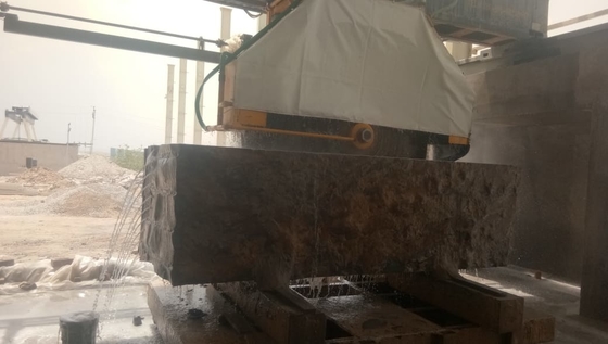 Machine voor het snijden van granit- en marmeren blokken met meerdere lemmen