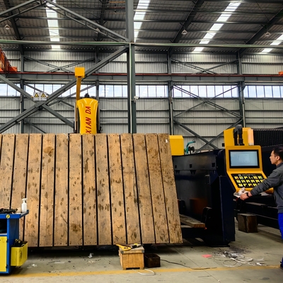 Automatische tafelbewegingsbrugzaag snijmachine met 18,5 kW vermogen en een brutogewicht van 8000 kg