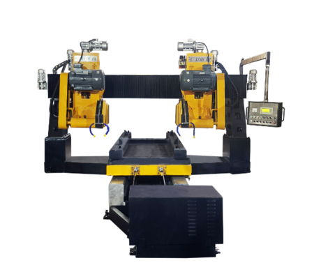 CNC dubbele blad stenen boog afschuinmachine voor graniet & marmer 45° hoge precisie