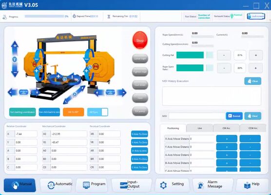 Smart CNC Diamond Wire Saw Steen Snijmachine met drager Vier Spindel Linkage High Stability Engine High Safety voor graniet