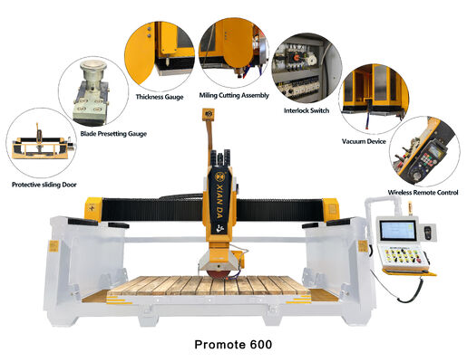 Automatische 5-assige brugsnijmachine met DDX-systeem voor steenverwerking en maximale grootte 3200x2000 mm