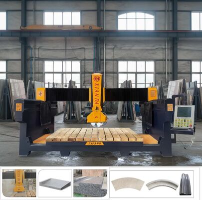 4+1-assige brugzaagmachine met 3200x2000mm werktafel en 15kw/18.5kw motorvermogen voor precisie steenbewerking