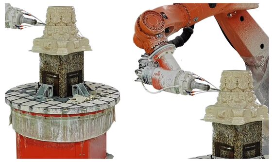 6-assige CNC-robotsteensnijmachine met geïnterpoleerde besturing en BT40-spil voor grootschalige snijwerk van 3100 mm