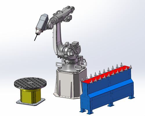 6-assige CNC-robotsteensnijmachine met geïnterpoleerde besturing en BT40-spil voor grootschalige snijwerk van 3100 mm